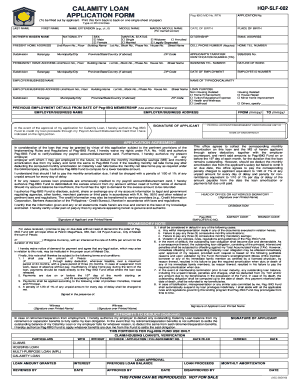 CALAMITY LOAN HQP SLF 002 APPLICATION FORM Pagibigfund Gov