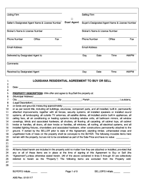  Louisiana Residential Agreement to Buy or Sell   Form 2017-2024