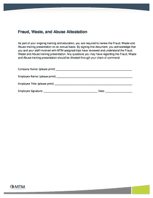 Fraud, Waste, and Abuse Attestation MTM, Inc  Form
