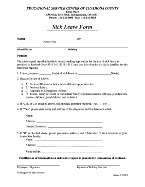 Sick Leave Form Esc Cc Org