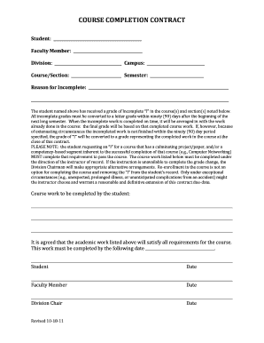 COURSE COMPLETION CONTRACT Blinn Edu  Form