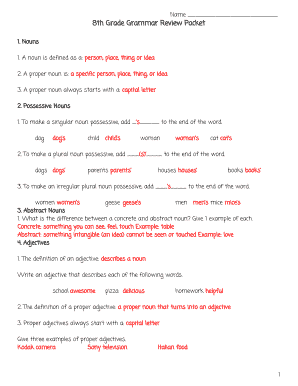 8th Grade Grammar Review Packet  Form