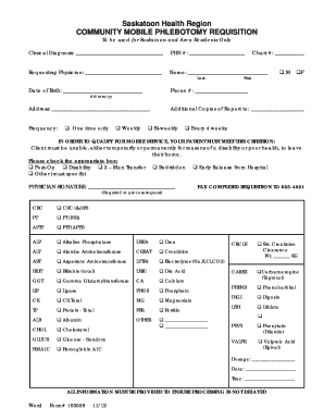 Phlebotomy Requisition Form PDF