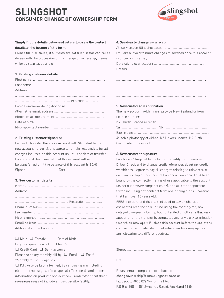 Slingshot Change Ownership  Form