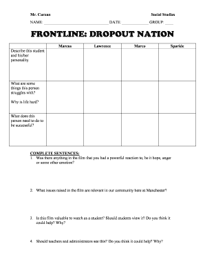 Dropout Nation Viewing Questions Answers  Form