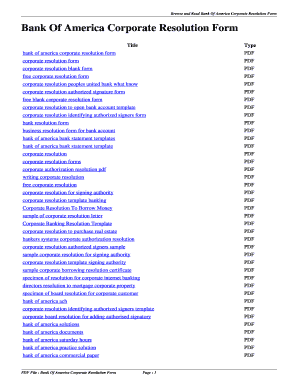 Bank of America Corporate Resolution Form