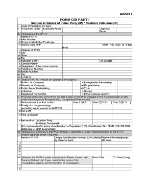 Annex I FORM ODI PART I Section a Details of Indian Party Rbidocs Rbi Org