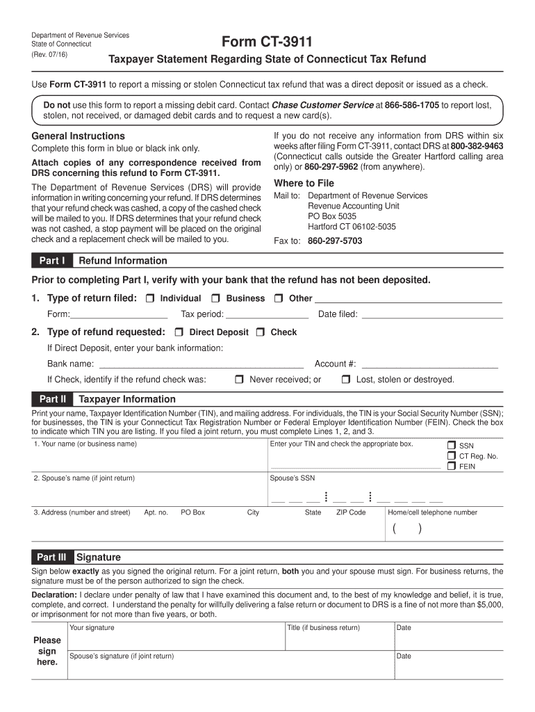 Get and Sign Ct 3911 2016-2022 Form