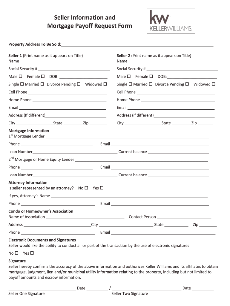 Seller Information and Mortgage Payoff Request Form