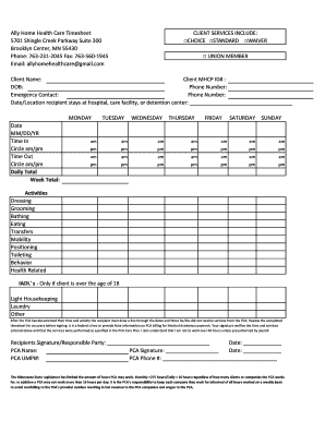 Ally Home Health Care  Form