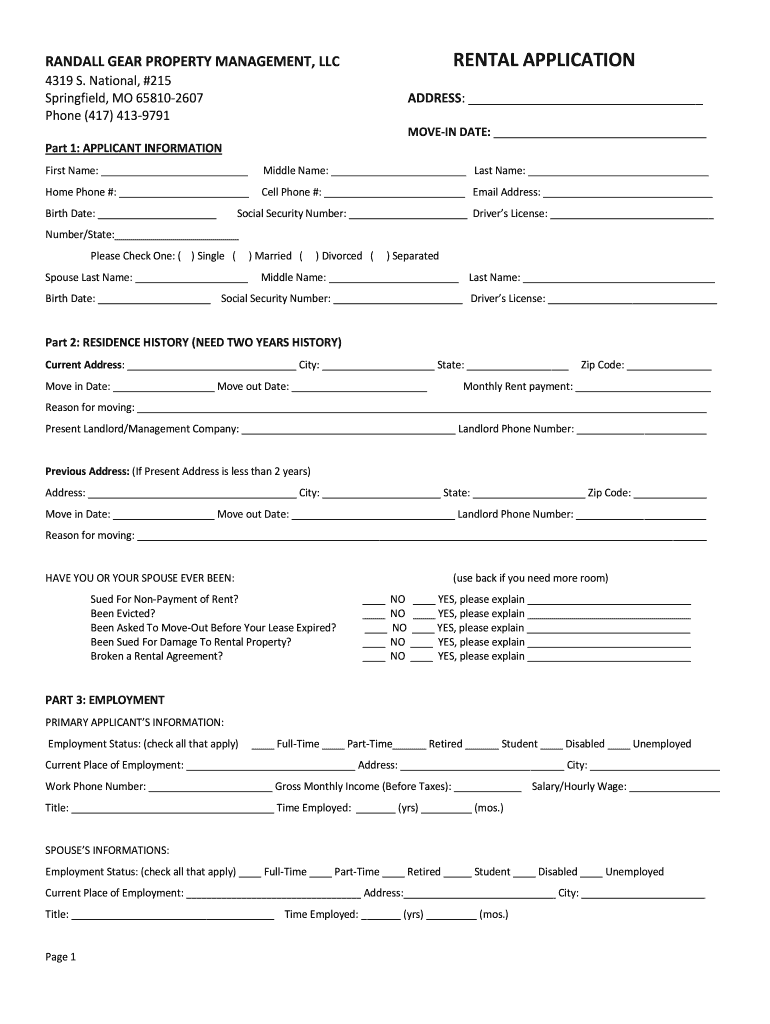 Randall Gear Property Management  Form