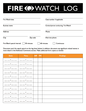 FIRE WATCH LOG  Form