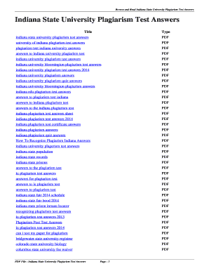 Indiana Plagiarism Test Answers  Form