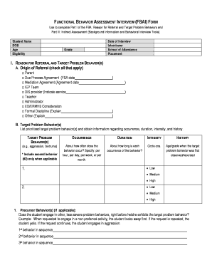 FUNCTIONAL BEHAVIOR ASSESSMENT INTERVIEW FBAI FORM LAUSD