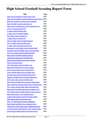 High School Football Scouting Report Template  Form
