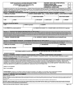 Fillable Fort Huachuca Access Request Form