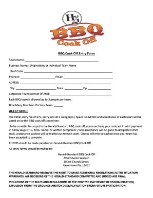 BBQ Cook off Entry Form Heraldstandard Com