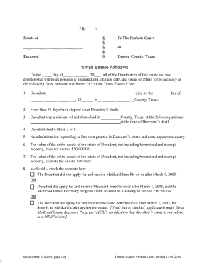 Denton County Small Estate Affidavit  Form