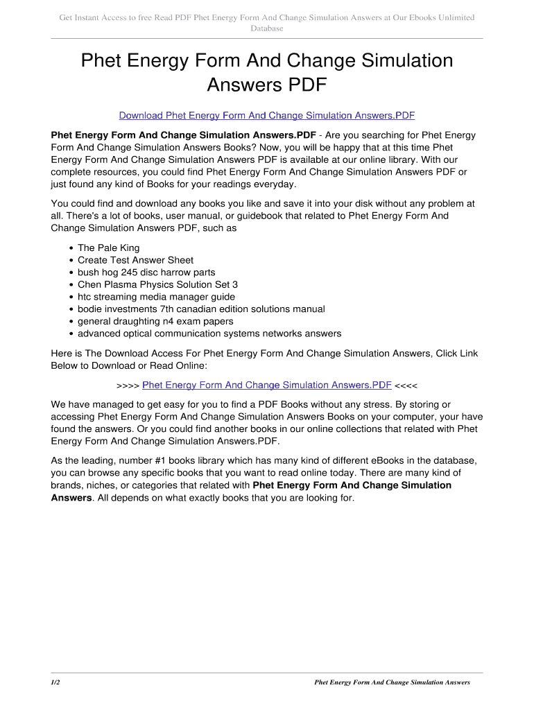 Energy Forms and Changes Simulation Answer Key