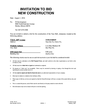 Invitation to Bid New Construction Construction Consolidation Pilot Program  Form