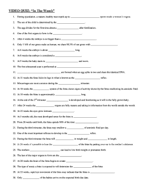 In the Womb Answer Key  Form