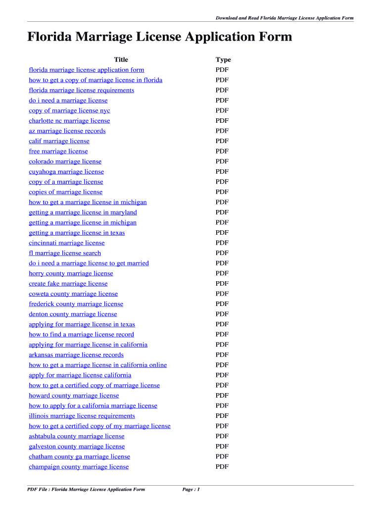Florida Marriage License Application Form Florida Marriage License Application Form  Listify