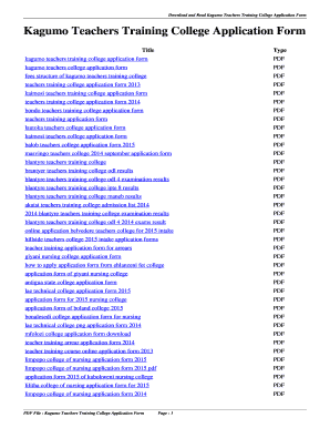 Kagumo Teachers College Fees Structure PDF  Form