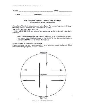 Coriolis Effect Worksheet  Form