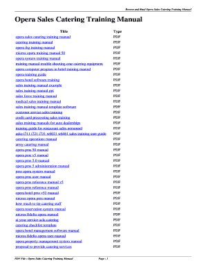 Opera Sales and Catering Training Manual PDF  Form