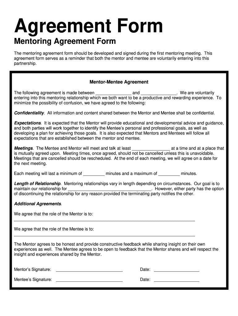 Mentor Mentee Contract  Form