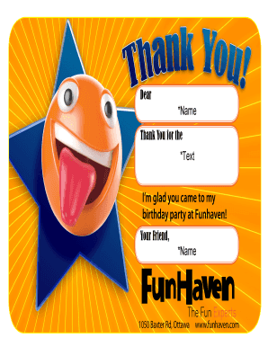 Thank You Card Funhaven  Form