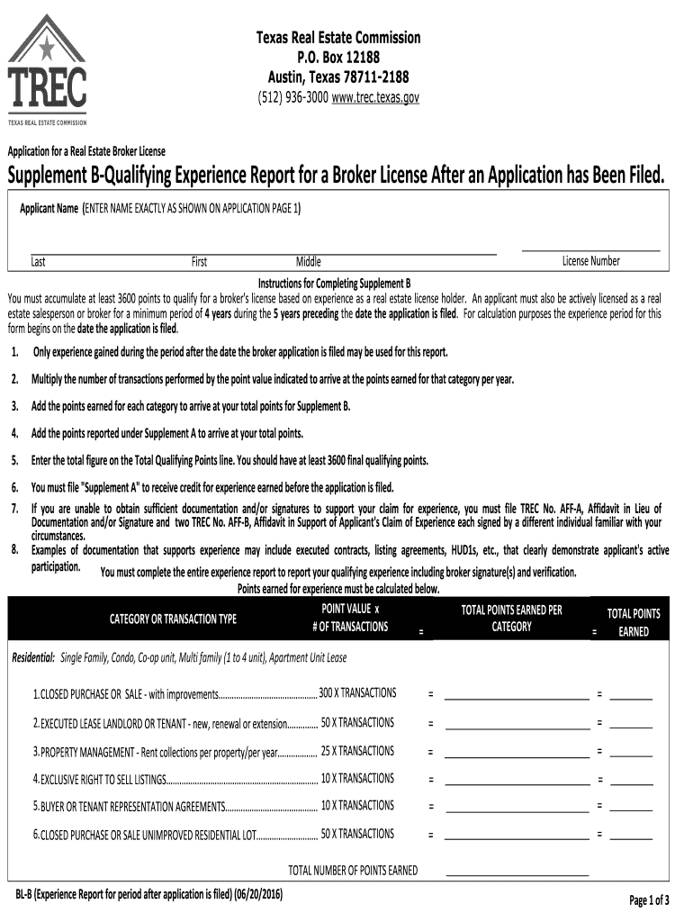 Instructions for Completing Supplement B  Form