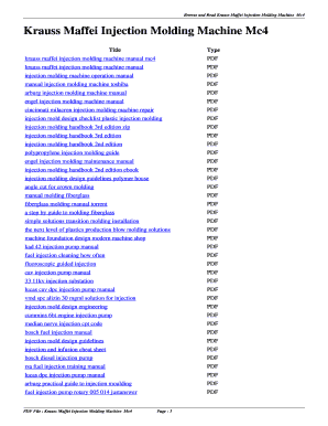 Krauss Maffei Injection Molding Machine Manual PDF  Form