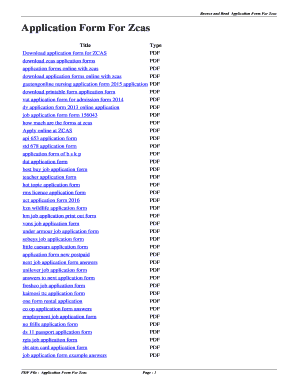 Zcas Application Form PDF