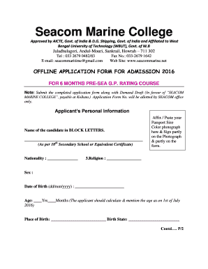 Seacom Marine College Stcw Certificate  Form