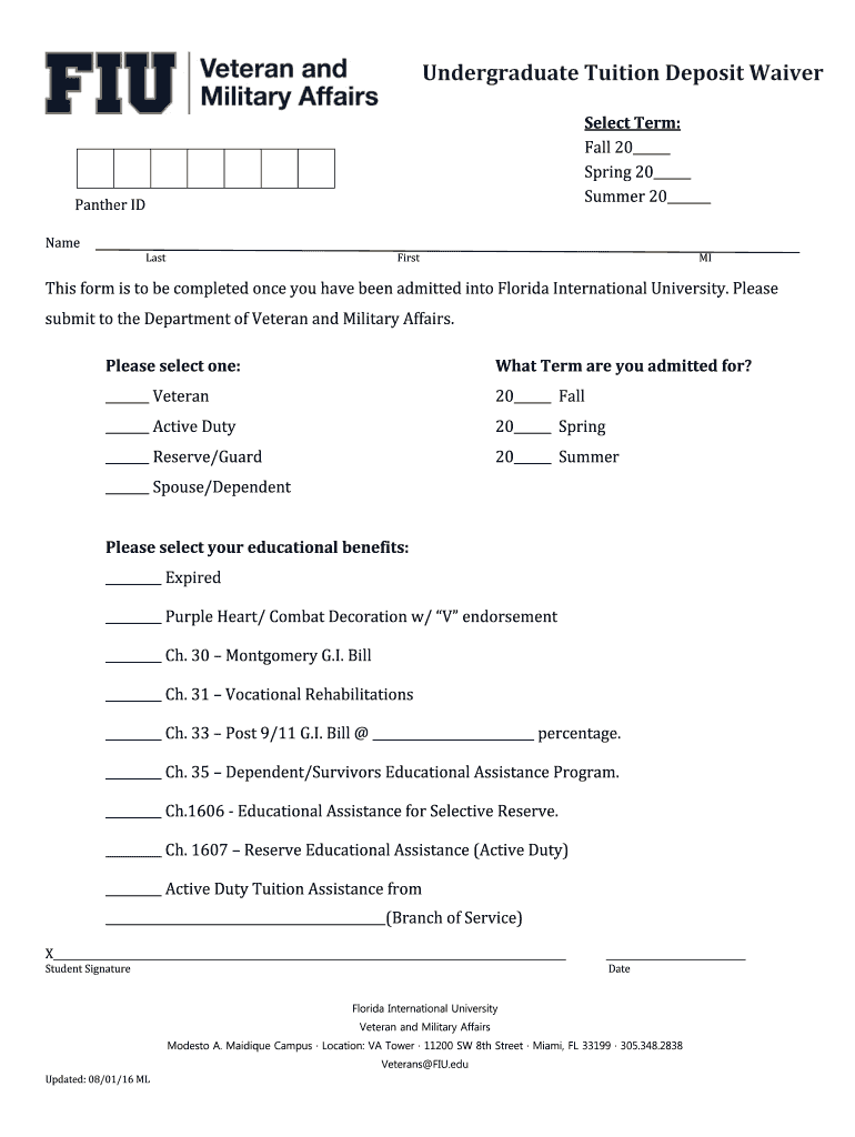 Fiu Deposit Waiver  Form