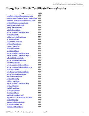 Pennsylvania Long Form Birth Certificate