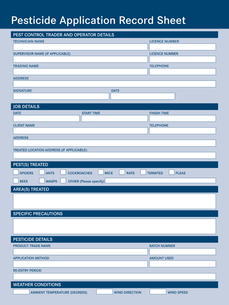 Application Record Sheet  Form
