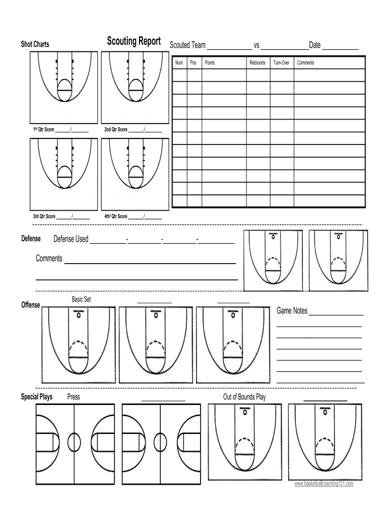 Basketball Scouting Report  Form