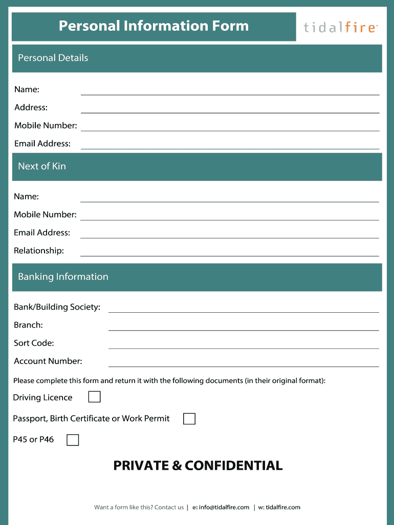 Personal Information Form PDF Fill Out and Sign Printable PDF