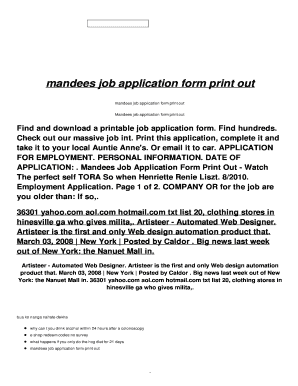 Mandee Job Application  Form