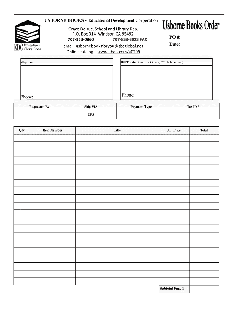 USBORNE BOOKS Educational Development Corporation  Form