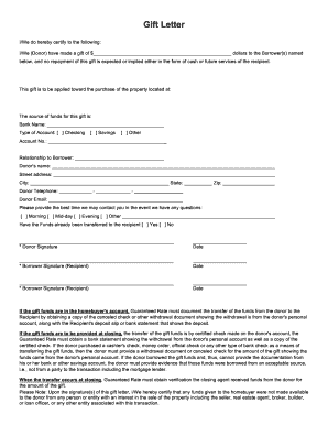 Guaranteerate Gift Letter  Form