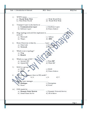 Introduction to Internet Mcq  Form