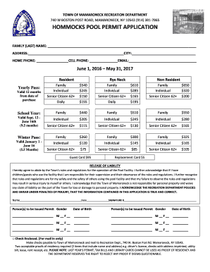 Hommocks Pool  Form