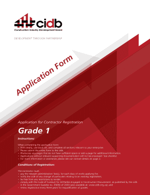 Cidb Application Form Grade 1