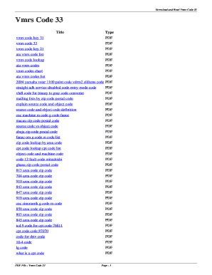 Vmrs Codes List PDF  Form