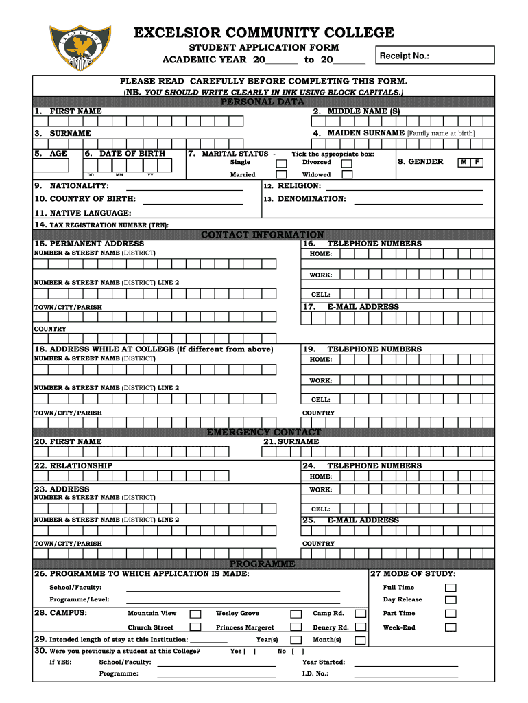  Exed Community College Application Form 2013-2024