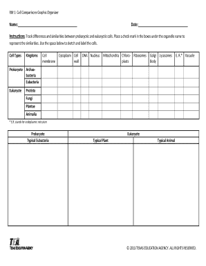 Cell Comparisons Graphic Organizer  Form