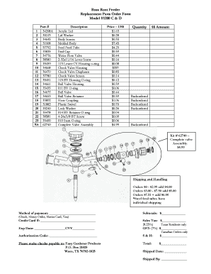 Ross Root Feeder Parts  Form